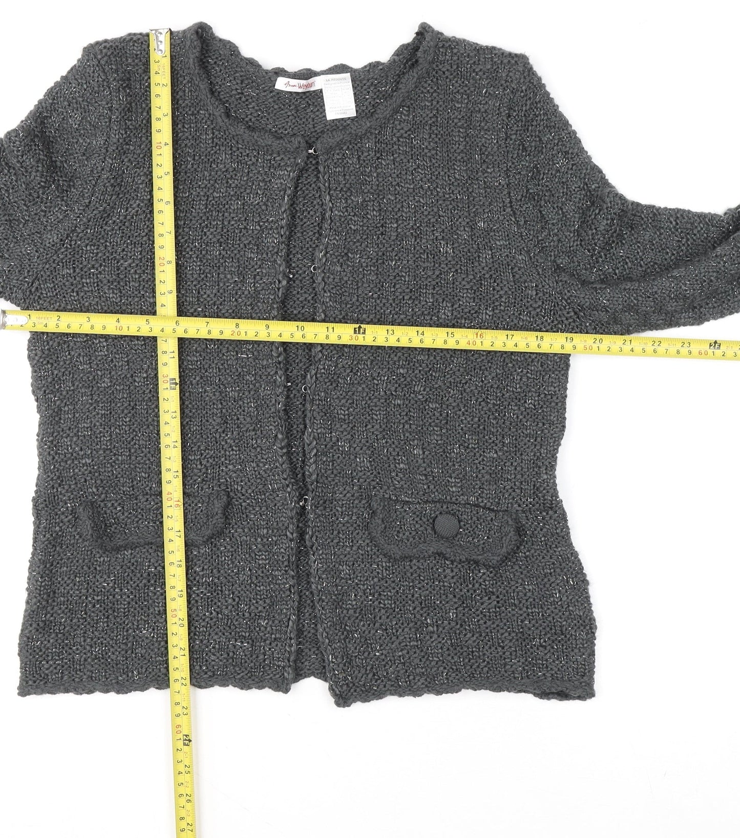 Womens UK Size 14/16 ANNE WEYBURN Grey Cardigan Jumper