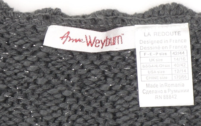 Womens UK Size 14/16 ANNE WEYBURN Grey Cardigan Jumper