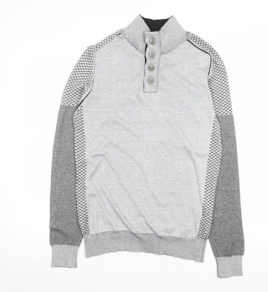 Mens UK Size XL Enzo Di Capri Grey Henley Jumper