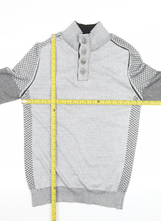 Mens UK Size XL Enzo Di Capri Grey Henley Jumper