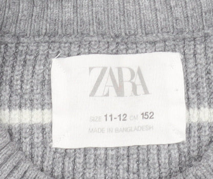 Girls UK Size 11-12 Years Zara Grey Pullover Jumper