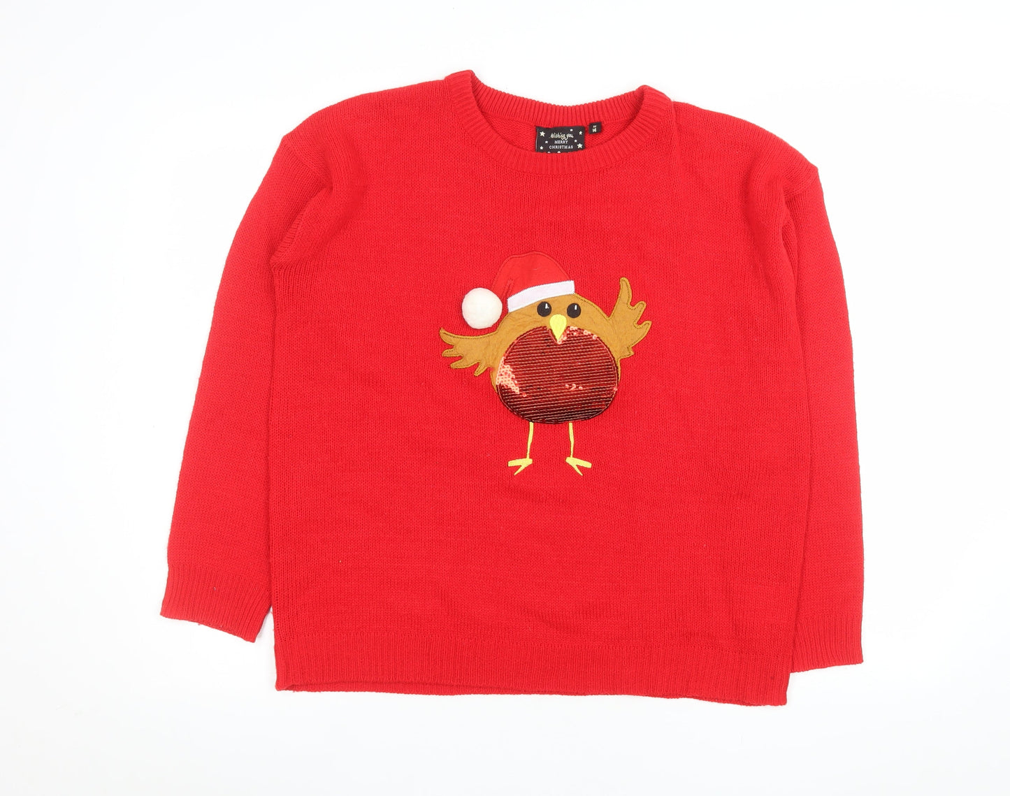 Womens UK Size 14 Brave Soul Red Pullover Jumper