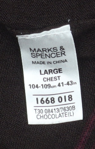 Mens UK Size L Marks and Spencer Brown Pullover Jumper