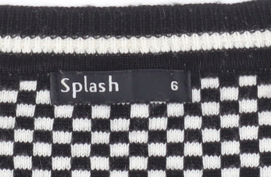 Womens UK Size 6 SPLASH Black Pullover Jumper