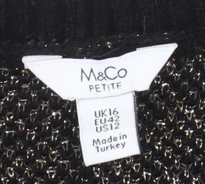 Womens UK Size 16 M&Co Black Pullover Jumper