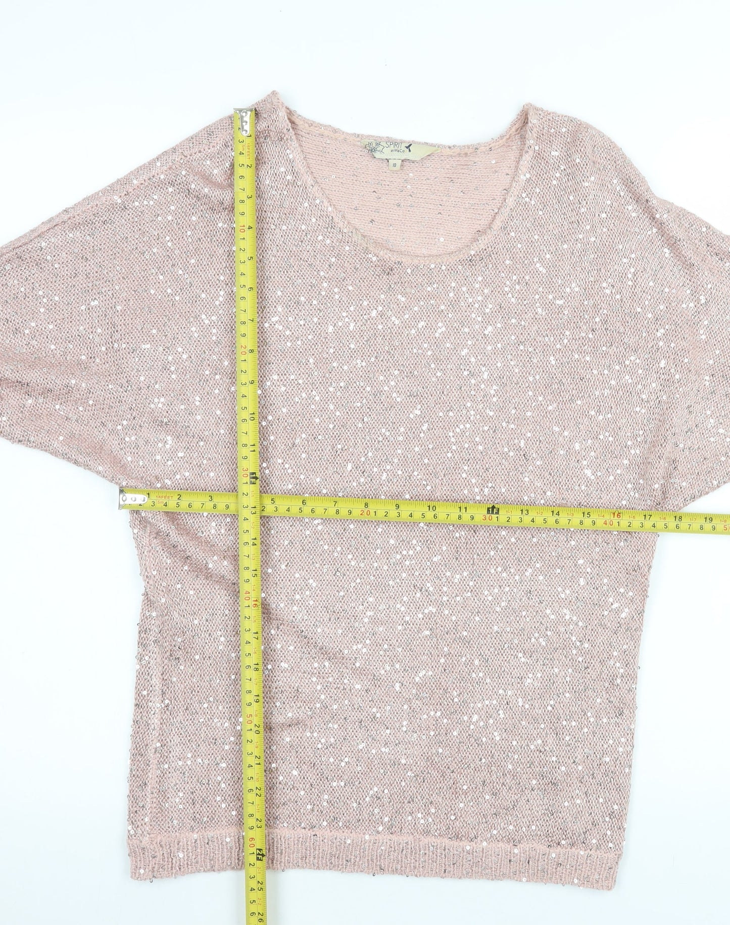 Womens UK Size 10 M&Co Pink Pullover Jumper