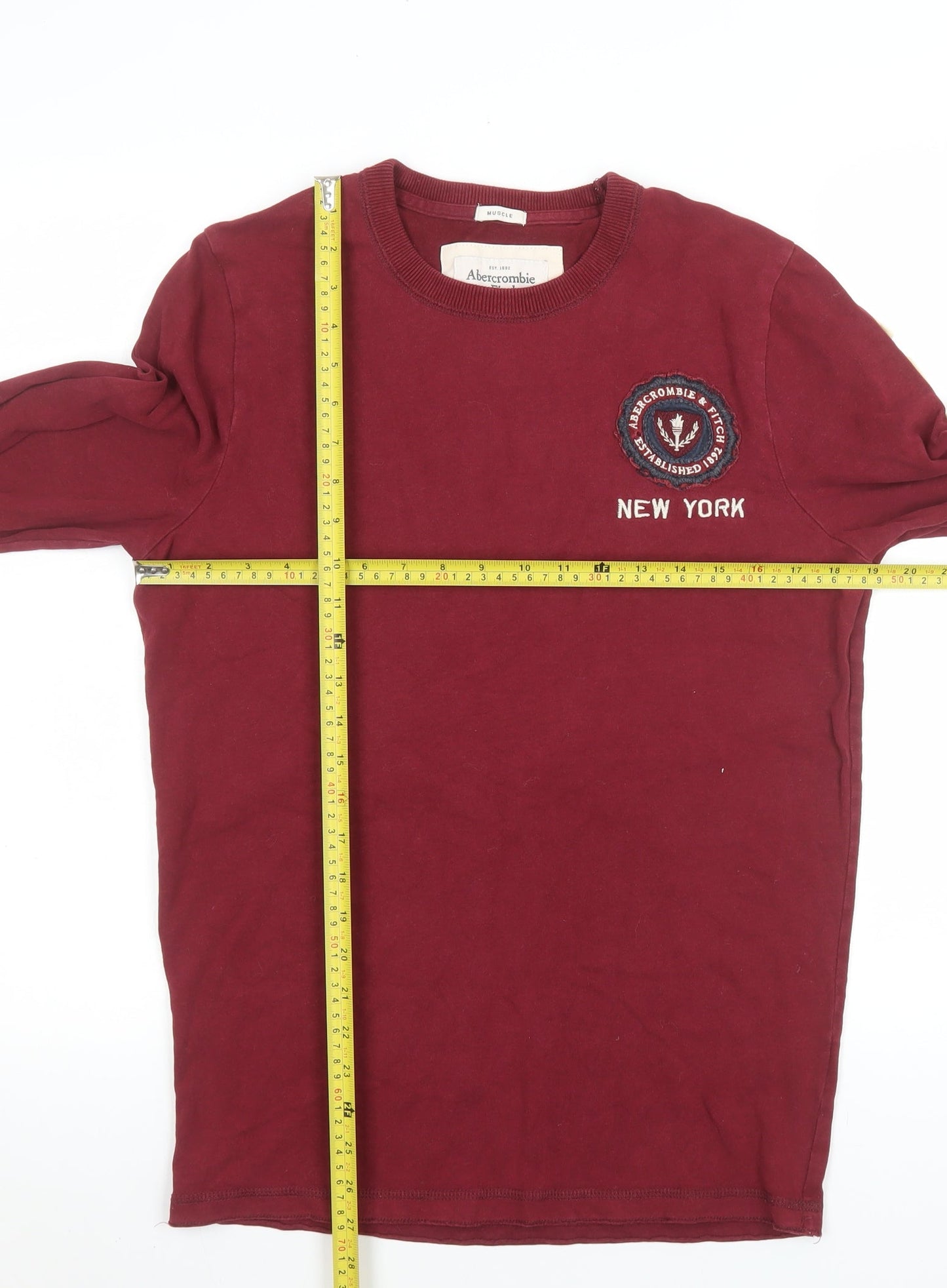 Mens UK Size M Abercrombie & Fitch Red Pullover Sweatshirt