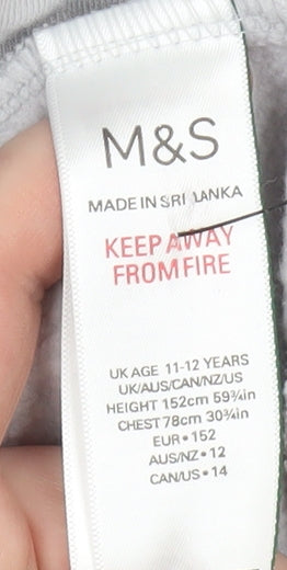 Boys UK Size 11-12 Years Marks and Spencer Grey Pullover Hoodie