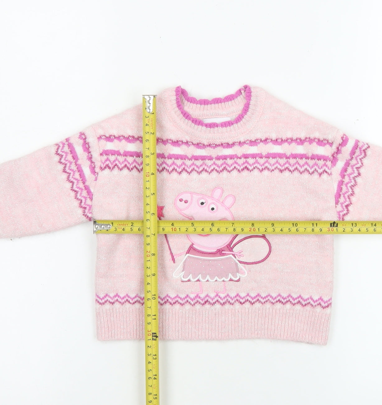 Nutmeg Girls Pink Peppa Pig Fair Isle Knit Jumper 18-24 Months Pullover