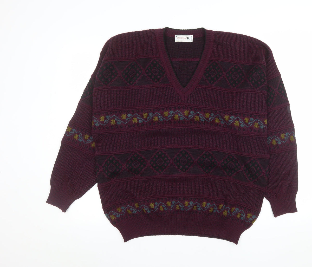 Mens UK Size L Maremma Red Pullover Jumper