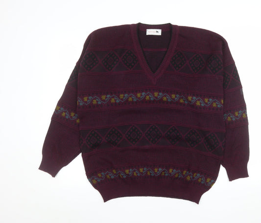 Mens UK Size L Maremma Red Pullover Jumper