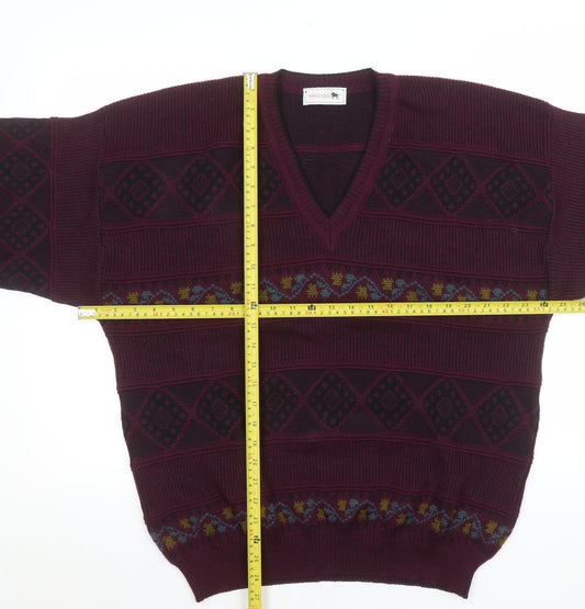 Mens UK Size L Maremma Red Pullover Jumper
