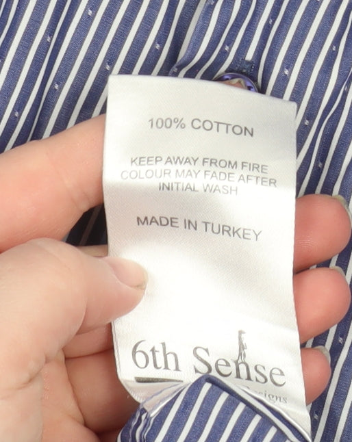 Mens UK Collar Size 3XL 6th Sense Smart Blue  Dress Shirt