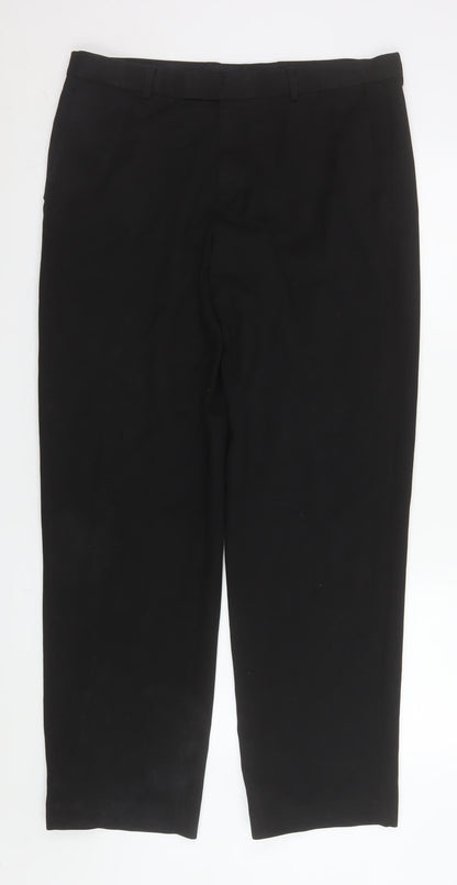 Mens UK Size L St Bernard Regular Fit Dress Pants Black Trousers