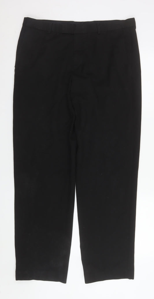 Mens UK Size L St Bernard Regular Fit Dress Pants Black Trousers