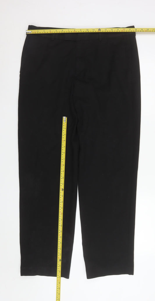 Mens UK Size L St Bernard Regular Fit Dress Pants Black Trousers