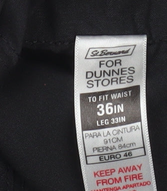 Mens UK Size L St Bernard Regular Fit Dress Pants Black Trousers