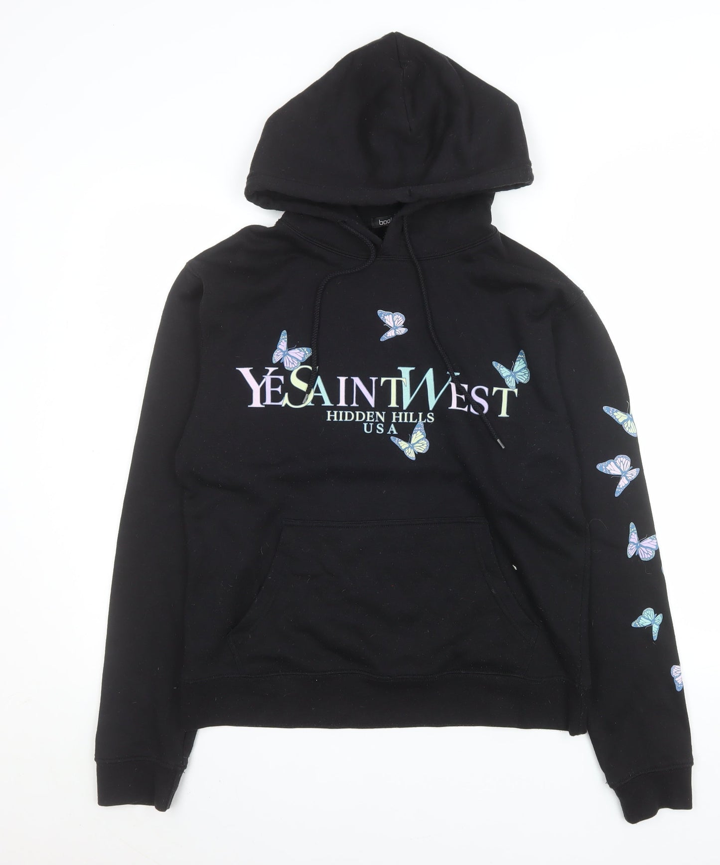 Womens UK Size S Boohoo Black Pullover Hoodie