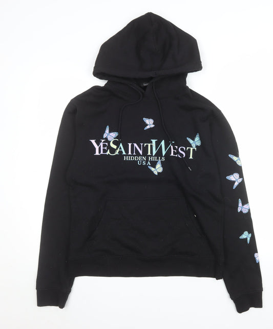 Womens UK Size S Boohoo Black Pullover Hoodie
