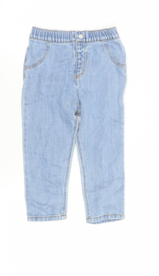 Marks and Spencer Unisex Baby Blue Jeans 18-24 Months Cotton Lyocell Elastic Waist