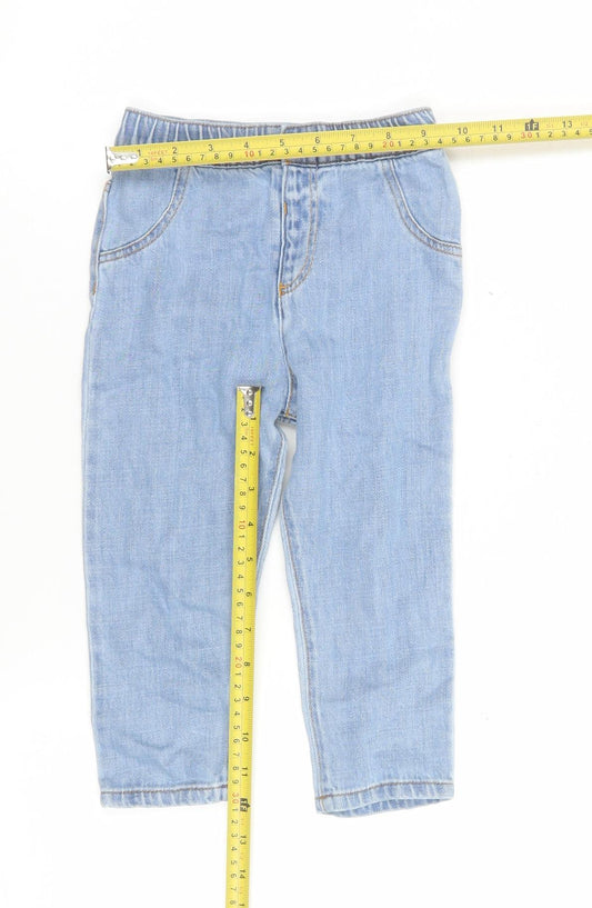 Marks and Spencer Unisex Baby Blue Jeans 18-24 Months Cotton Lyocell Elastic Waist