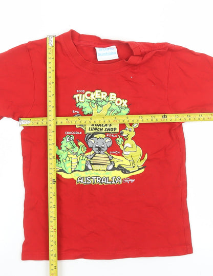 Boys UK Size 8 Years Around Australia Red BasicJerseyPullover T-Shirt