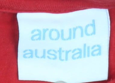 Boys UK Size 8 Years Around Australia Red BasicJerseyPullover T-Shirt