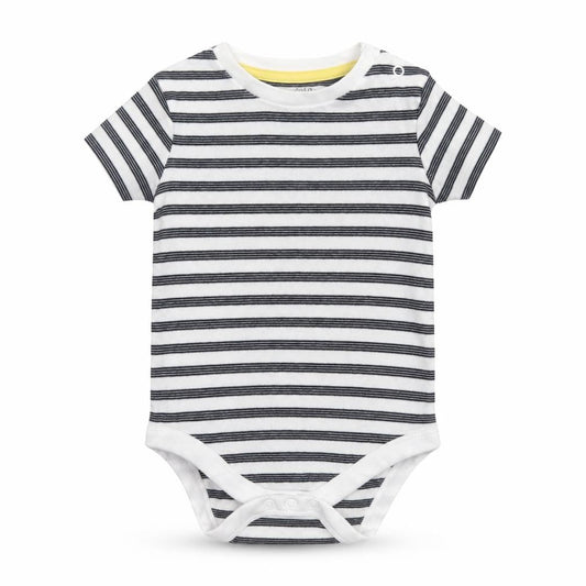 F&F Unisex Baby White Striped Short Sleeve Cotton Babygrow 12-18 Months