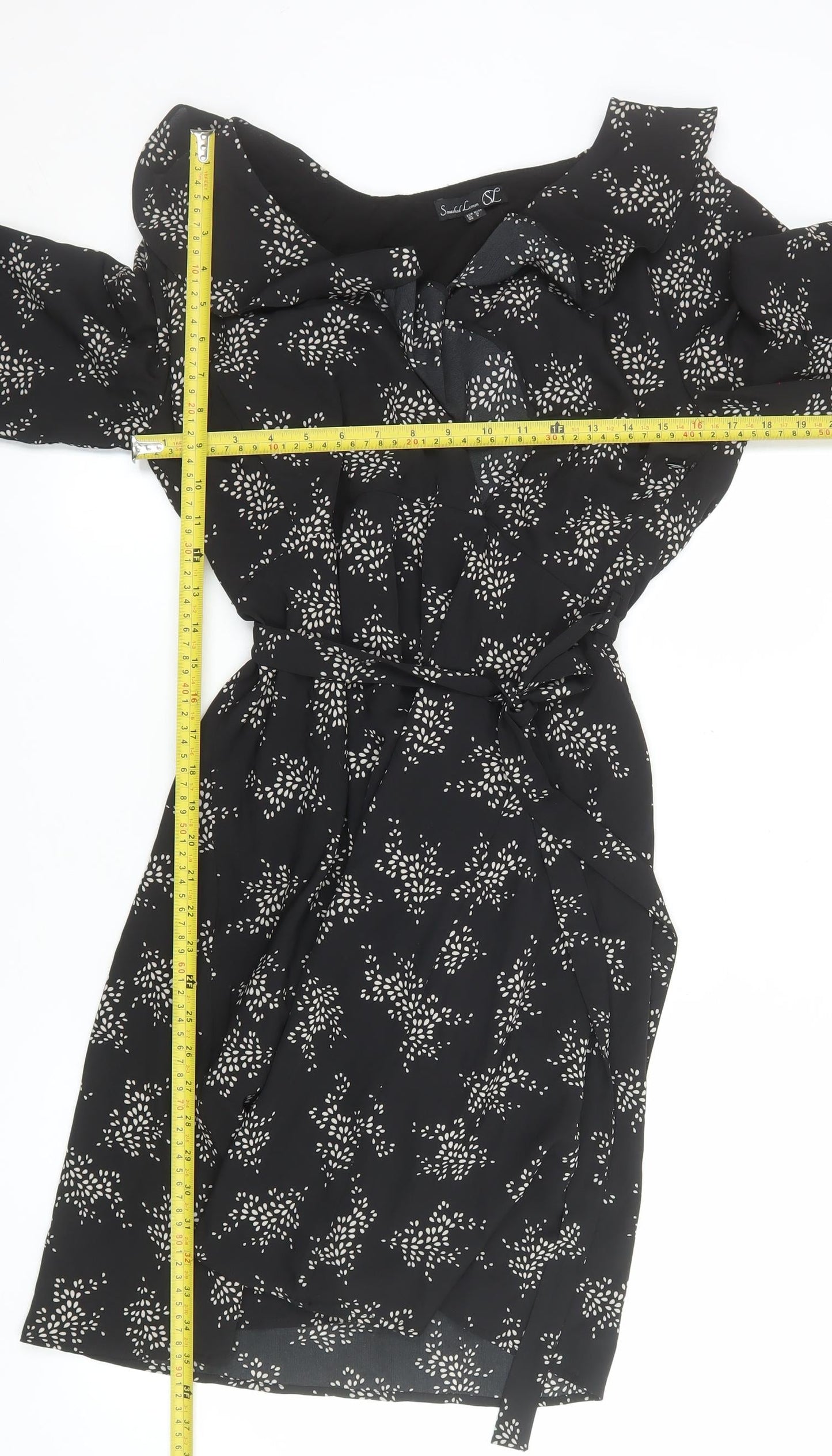 Womens UK Size 12 Smashed Lemon Wrap Dress