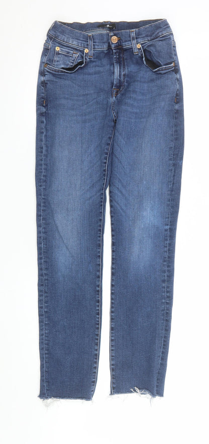 Womens UK Size 28 7 For All Mankind Slim Fit Skinny Blue Jeans