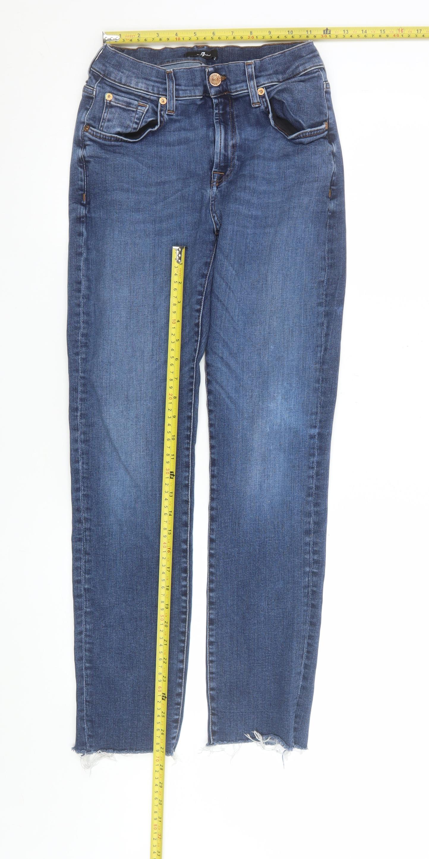 Womens UK Size 28 7 For All Mankind Slim Fit Skinny Blue Jeans