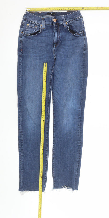 Womens UK Size 28 7 For All Mankind Slim Fit Skinny Blue Jeans