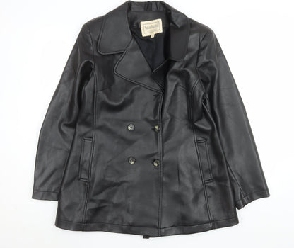 Womens UK Size 14 Nature Republic Black Pea Coat