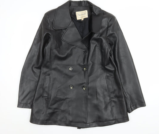Womens UK Size 14 Nature Republic Black Pea Coat