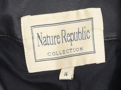 Womens UK Size 14 Nature Republic Black Pea Coat