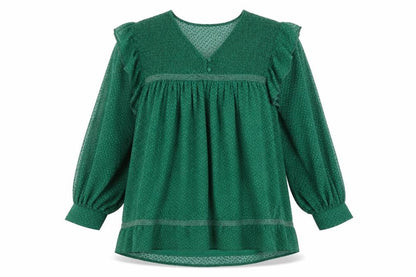 Front view of ASOS Design Women’s Green Smocked V-Neck Fit & Flare Dress, size UK 16