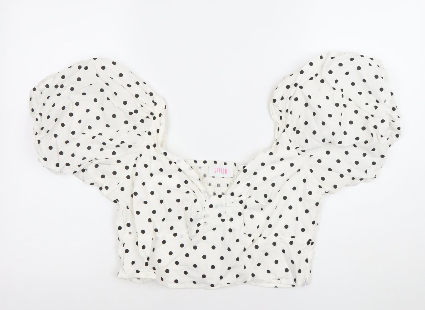 Womens UK Size 14 Savida White Cropped Blouse