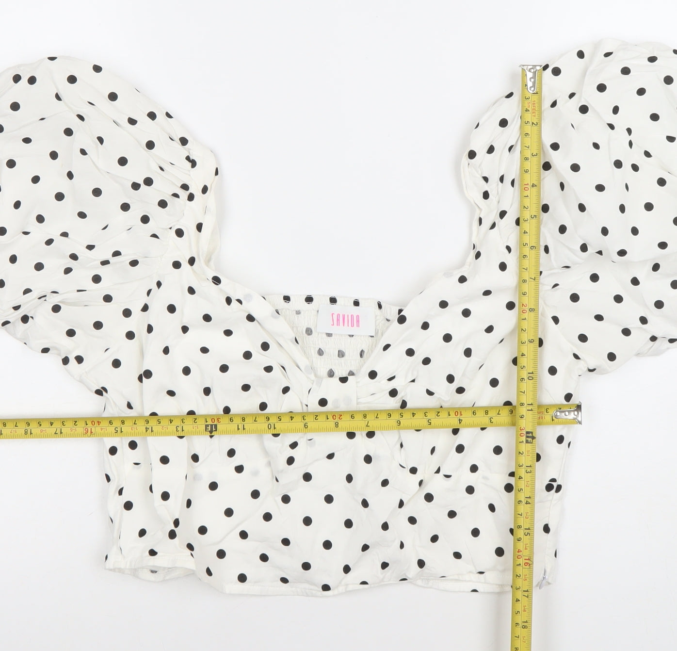 Womens UK Size 14 Savida White Cropped Blouse