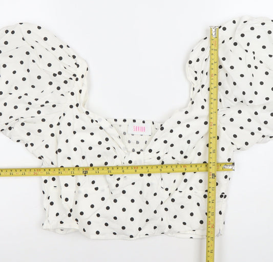 Womens UK Size 14 Savida White Cropped Blouse