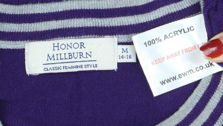 Womens UK Size M Honor Millburn Purple Cardigan Jumper
