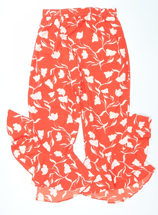 Womens UK Size 14 ASOS Relaxed Fit Wide-Leg Red Trousers