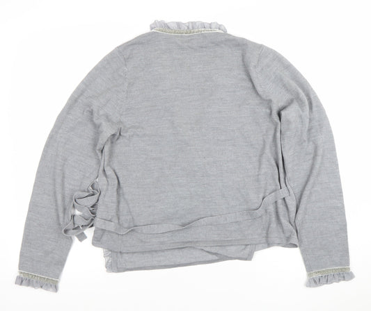 Womens UK Size 4 Paul Costelloe Dressage Grey Wrap Jumper