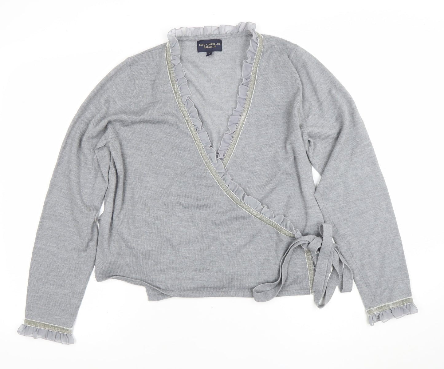 Womens UK Size 4 Paul Costelloe Dressage Grey Wrap Jumper
