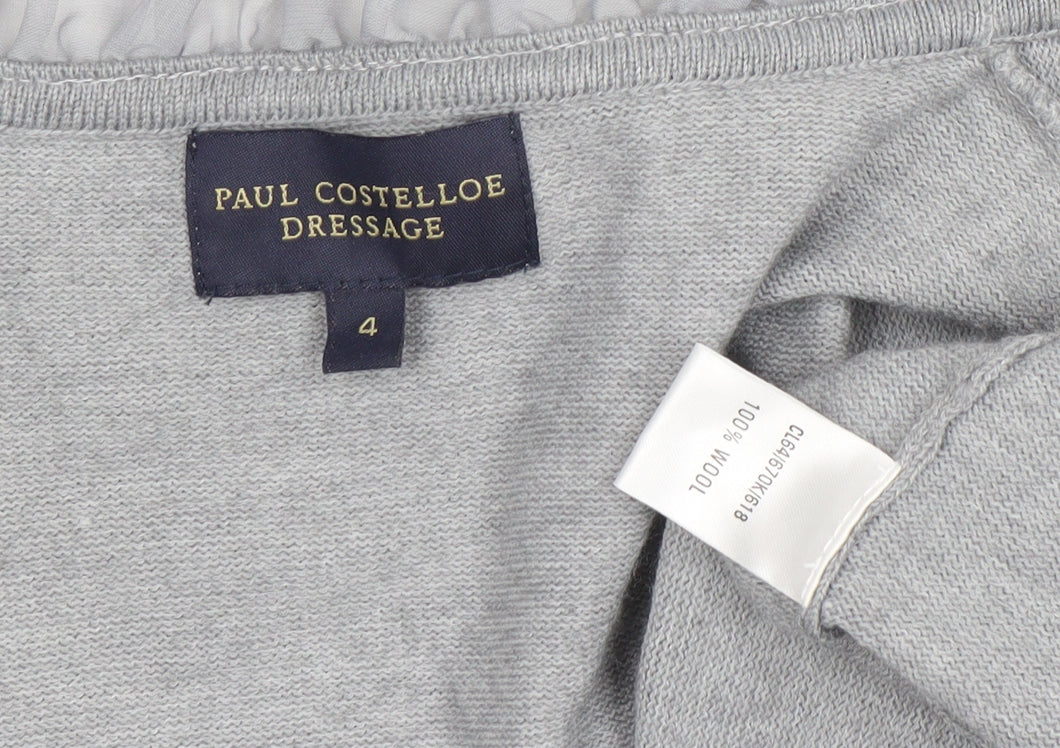 Womens UK Size 4 Paul Costelloe Dressage Grey Wrap Jumper