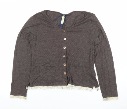 Womens UK Size 14 Mistral Brown Cardigan Jumper