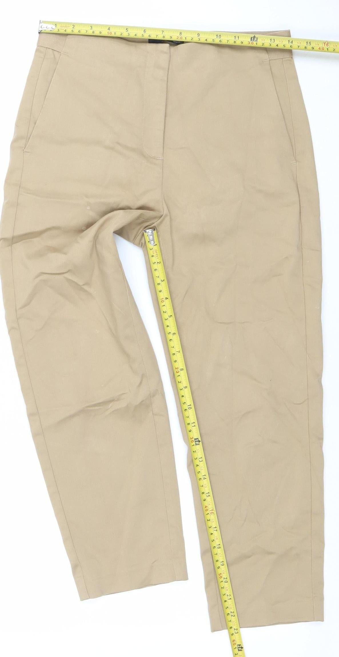 Womens UK Size 10 Marks and Spencer Regular Fit Chino Beige Trousers