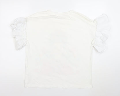 Womens UK Size 14 Savior White Basic T-Shirt