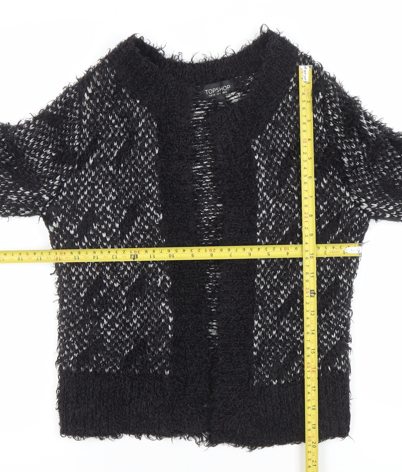 Womens UK Size 8 Topshop Black Cardigan Jumper