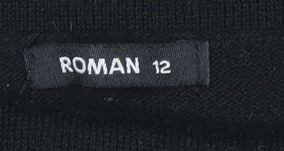 Womens UK Size 12 Roman Black Tunic Jumper