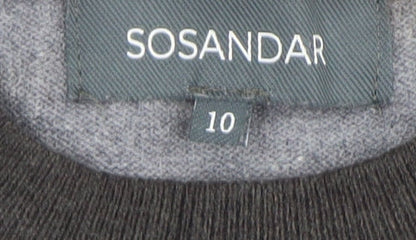 Sosandar Women’s Grey Patchwork Long Sleeve Crew Neck Jumper Size 10